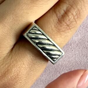 brighton sterling silver chunky cable & scroll stack band ring size 6.75